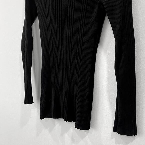 Grane Black Ribbed Turtleneck Sweater Long Sleeve Fitted Top Size L - Picture 6 of 8